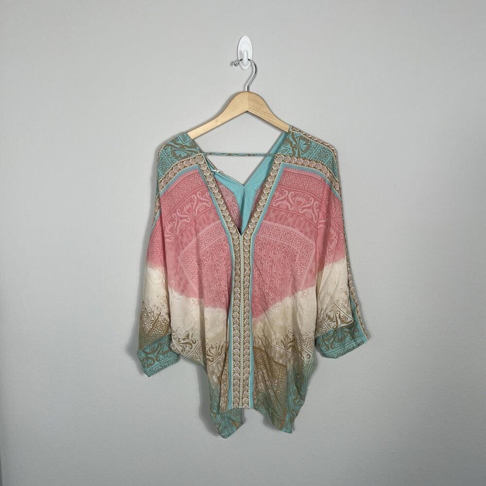Rose & Olive Pink and Teal Women's Top - Picture 6 of 8